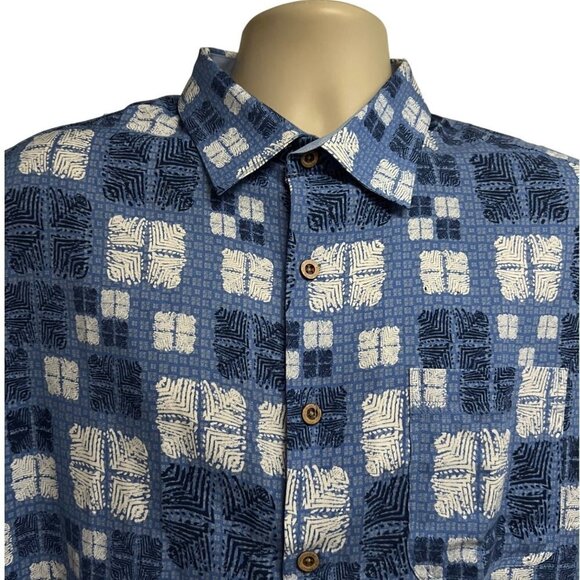 Nat Nast Mens Vintage Blue Silk Button Front Camp Shirt Large Pocket Lightweight - Picture 4 of 8